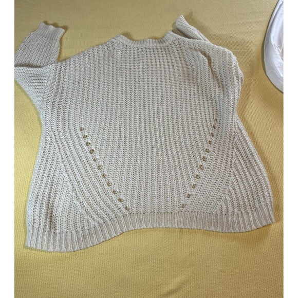 American Eagle Crochet Knit  Sweater XL Cream Chunky Textured Open Weave - Picture 2 of 6